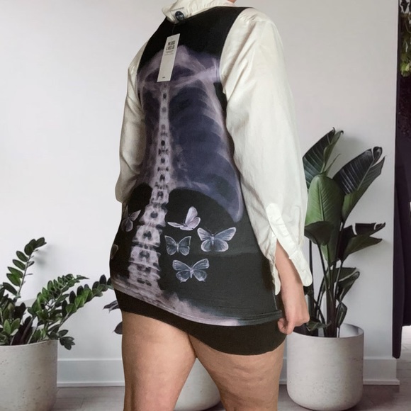 X Ray Skeleton Butterflies Unisex Oversized Lightweight Tank Top Small - Picture 4 of 10